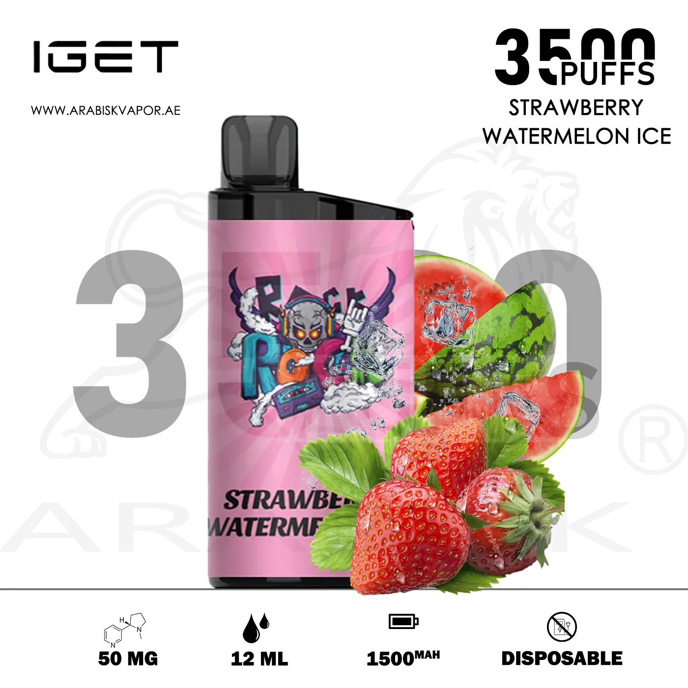 IGET Bar 3500 Puffs – Strawberry Watermelon Hard Candy